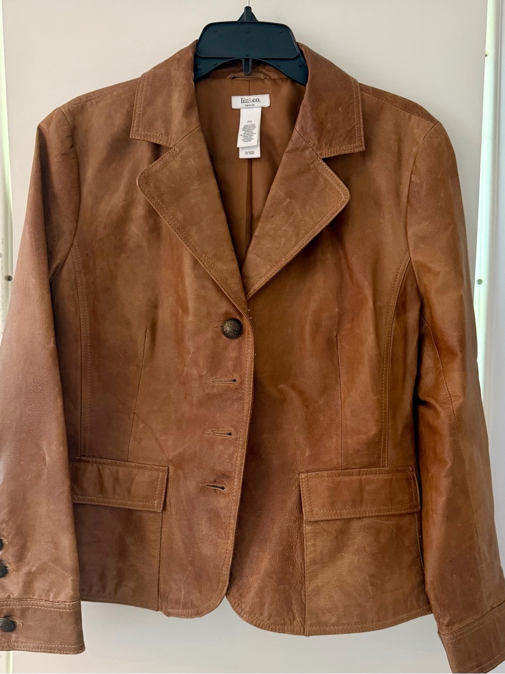 liz & co. Brown Suede Leather Blazer Jacket